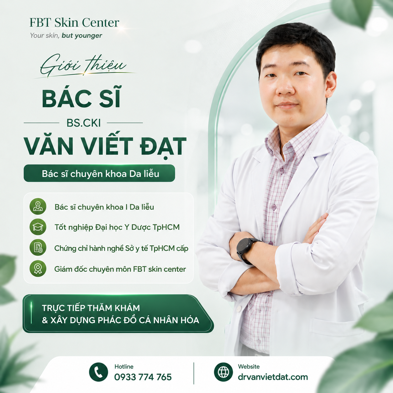 Banner giới thiệu bác sĩ Văn Việt Đạt tại FBT Skin Center